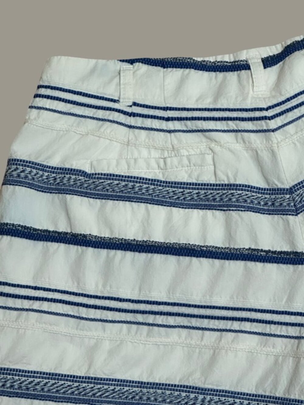 J.McLaughlin Blue White Embroidered Striped Shorts Resort Preppy Mid Rise Size 4 - Picture 7 of 9